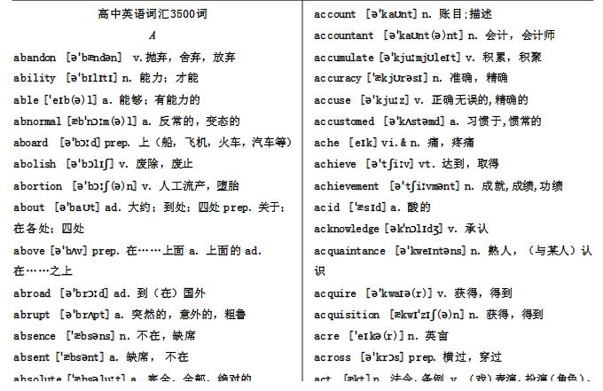 2018高考英语词汇3500词完整版MP3免费下载_高中英语词汇3500词必背pdf