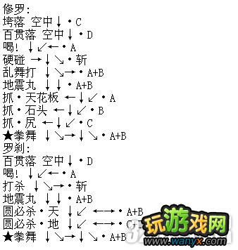 《侍魂3》出招表大全