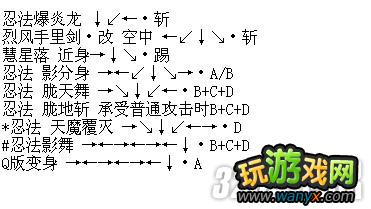 NEOGEO《侍魂2》全角色出招表攻略